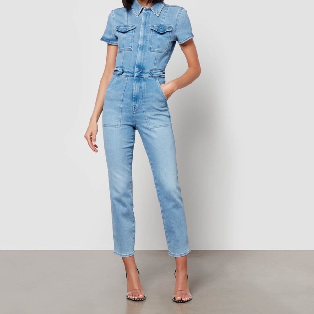 Good American Fit For Success Stretch Denim Jumpsuit Size M